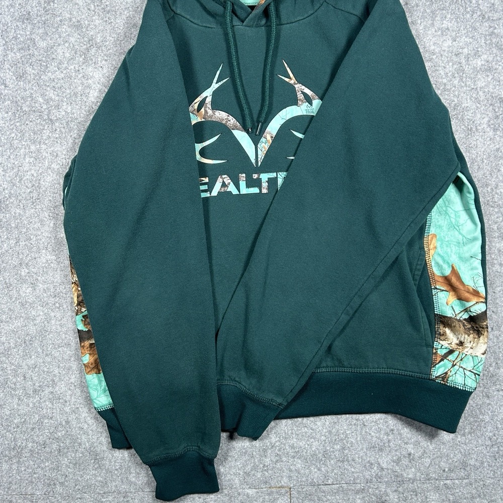 Realtree Hoodie Pullover Mens Size Small Teal Logo Camo Hunting Baggy‎ Fit - Picture 7 of 15